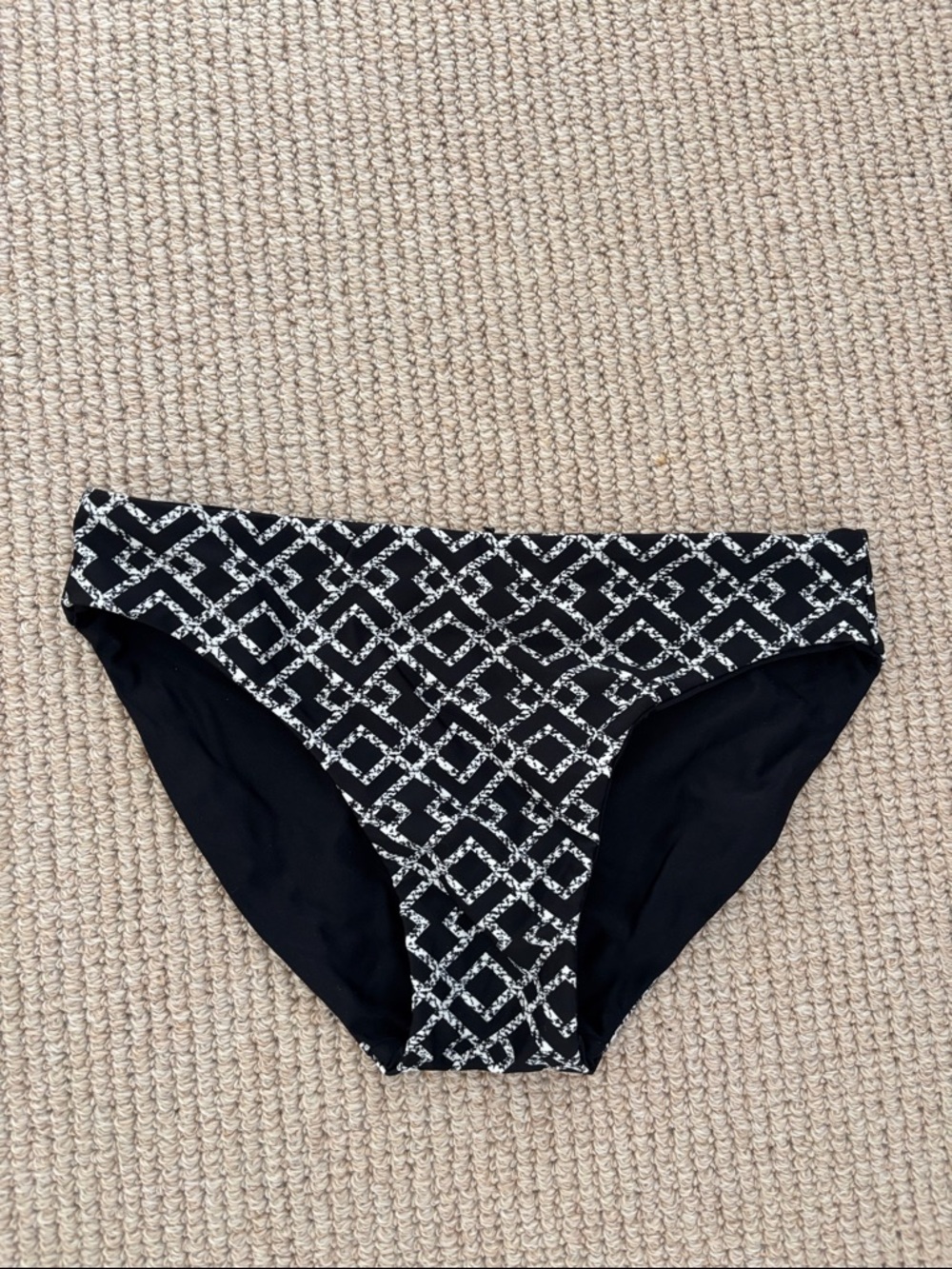 Black Geometric Print Women’s Bikini Bottom